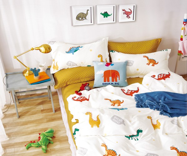 Hackberry conjunto de três peças com estampa solteiro - Dinossauro em branco